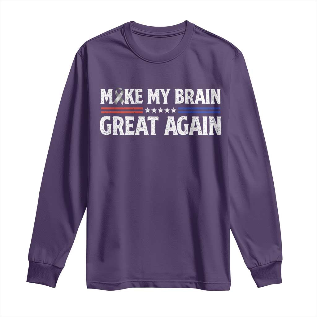Funny Brain Surgery Recovery Long Sleeve Shirt Make My Brain Great Again Gray Ribbon TS10 Purple Print Your Wear