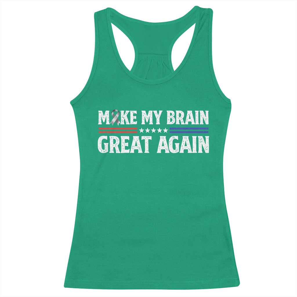 Funny Brain Surgery Recovery Racerback Tank Top Make My Brain Great Again Gray Ribbon TS10 Irish Green Print Your Wear