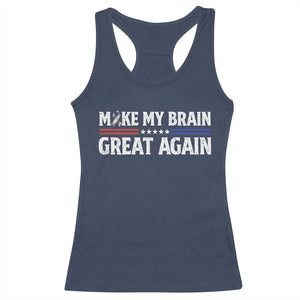 Funny Brain Surgery Recovery Racerback Tank Top Make My Brain Great Again Gray Ribbon TS10 Navy Print Your Wear