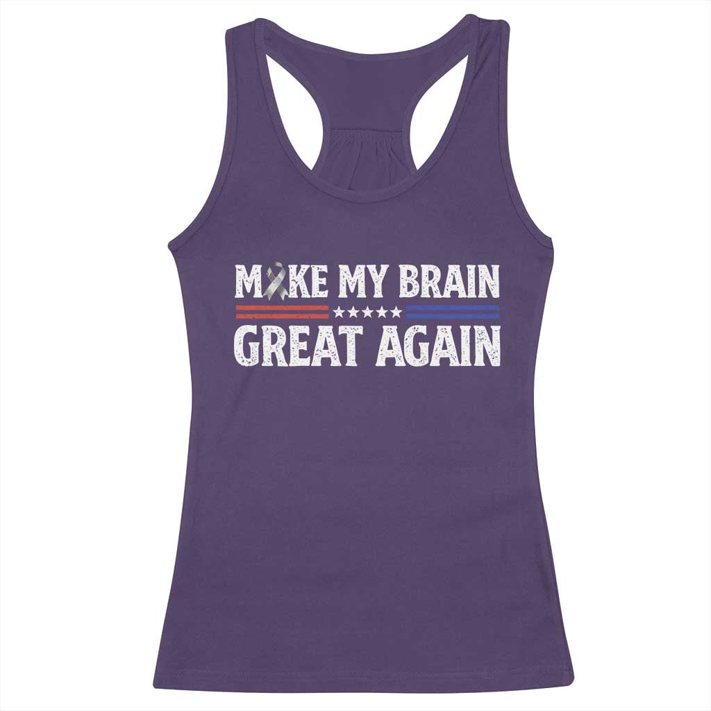 Funny Brain Surgery Recovery Racerback Tank Top Make My Brain Great Again Gray Ribbon TS10 Purple Print Your Wear
