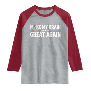 Funny Brain Surgery Recovery Raglan Shirt Make My Brain Great Again Gray Ribbon TS10 Heather Gray Heather Red Print Your Wear