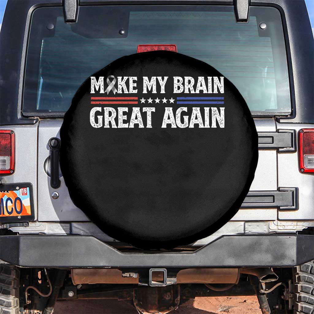 Funny Brain Surgery Recovery Spare Tire Cover Make My Brain Great Again Gray Ribbon TS10 No hole Black Print Your Wear