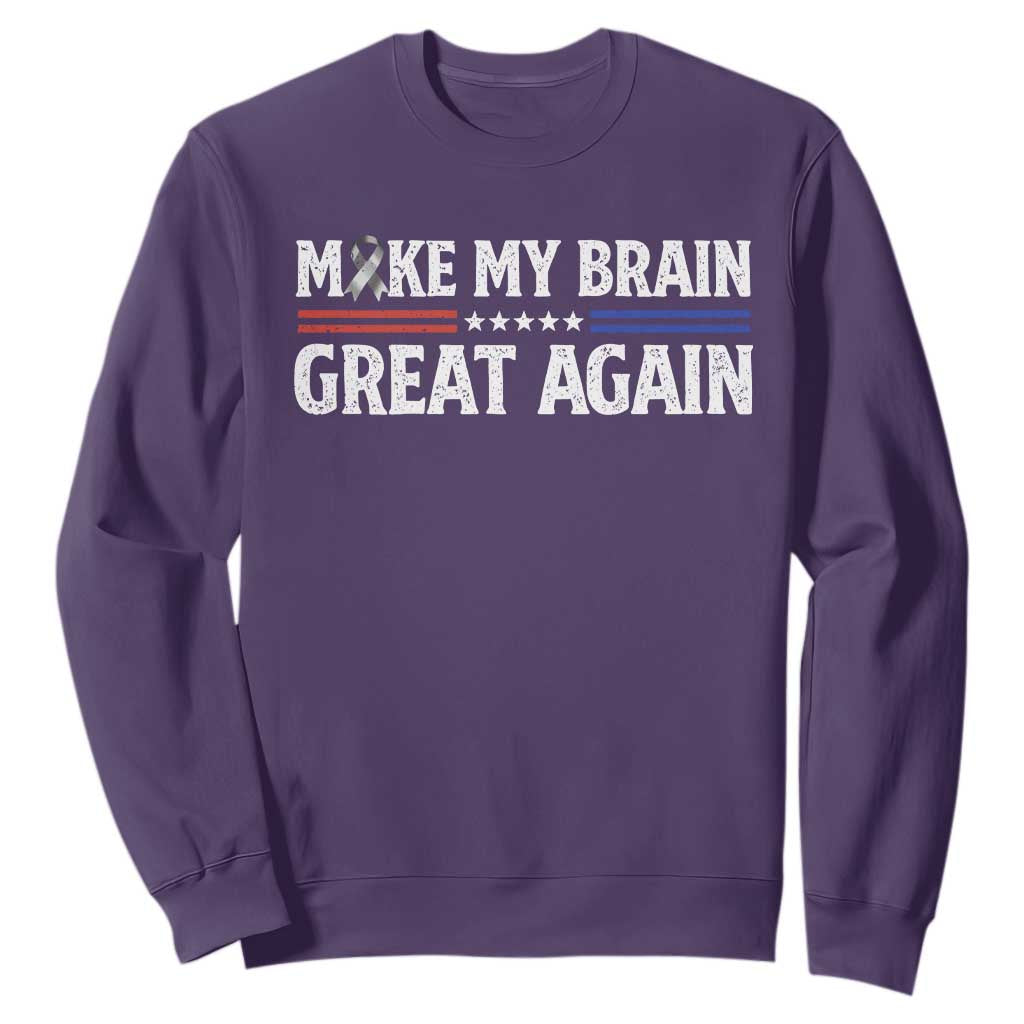 Funny Brain Surgery Recovery Sweatshirt Make My Brain Great Again Gray Ribbon TS10 Purple Print Your Wear