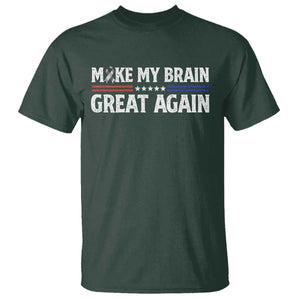 Funny Brain Surgery Recovery T Shirt Make My Brain Great Again Gray Ribbon TS10 Dark Forest Green Print Your Wear