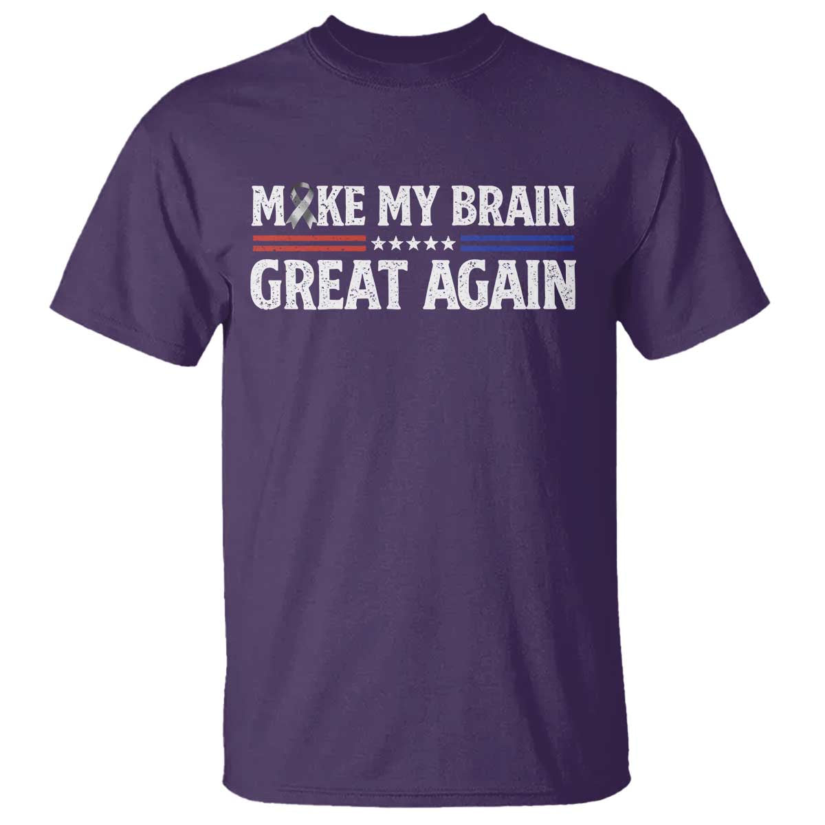 Funny Brain Surgery Recovery T Shirt Make My Brain Great Again Gray Ribbon TS10 Purple Print Your Wear