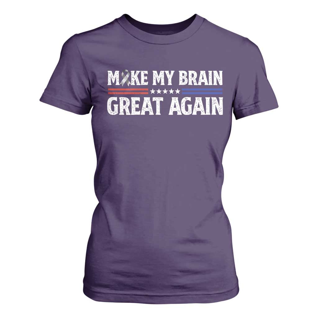 Funny Brain Surgery Recovery T Shirt For Women Make My Brain Great Again Gray Ribbon TS10 Purple Print Your Wear