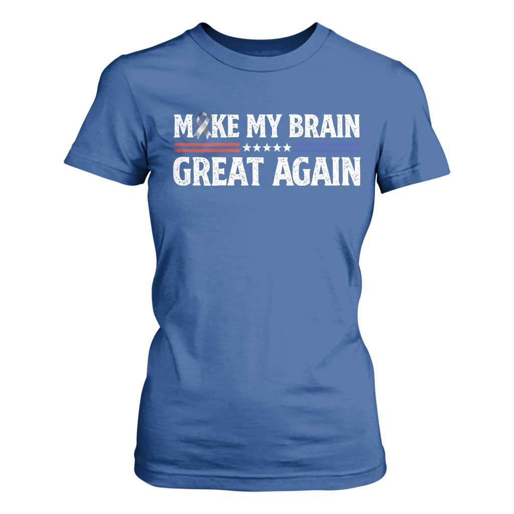 Funny Brain Surgery Recovery T Shirt For Women Make My Brain Great Again Gray Ribbon TS10 Royal Blue Print Your Wear