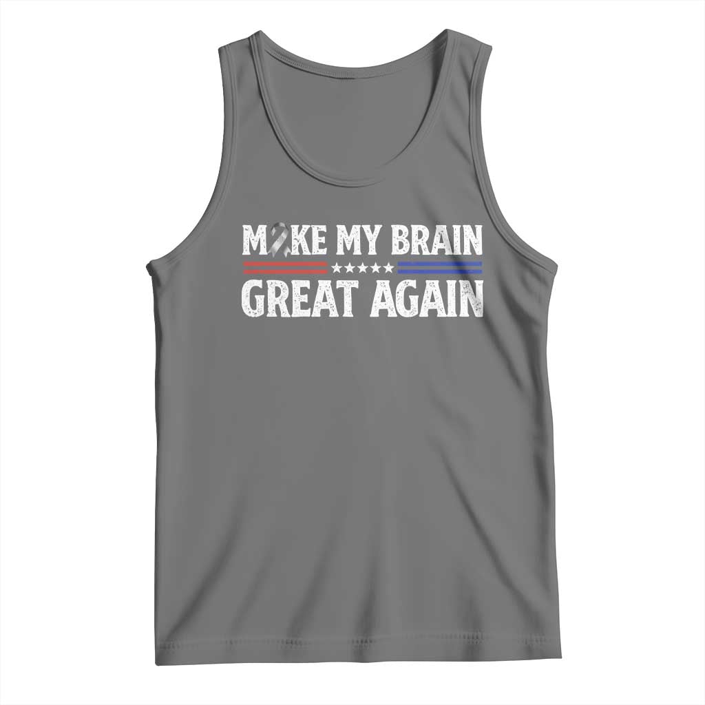 Funny Brain Surgery Recovery Tank Top Make My Brain Great Again Gray Ribbon TS10 Black Heather Print Your Wear