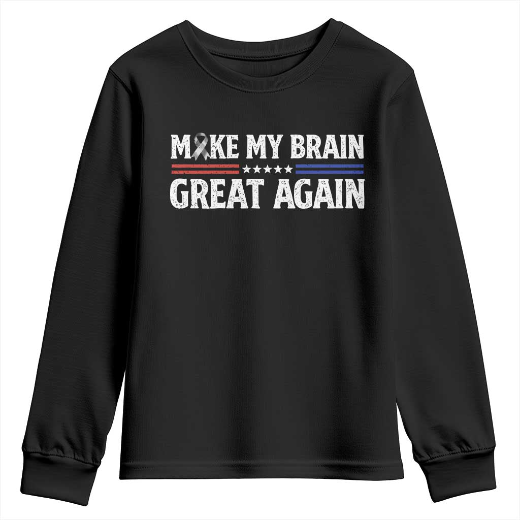 Funny Brain Surgery Recovery Youth Sweatshirt Make My Brain Great Again Gray Ribbon TS10 Black Print Your Wear