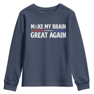 Funny Brain Surgery Recovery Youth Sweatshirt Make My Brain Great Again Gray Ribbon TS10 Navy Print Your Wear