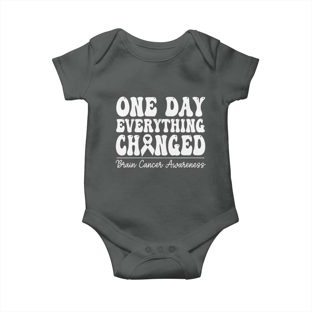 Brain Cancer Awareness Baby Onesie Fight Brain Tumor Cure Groovy TS10 Dark Heather Print Your Wear