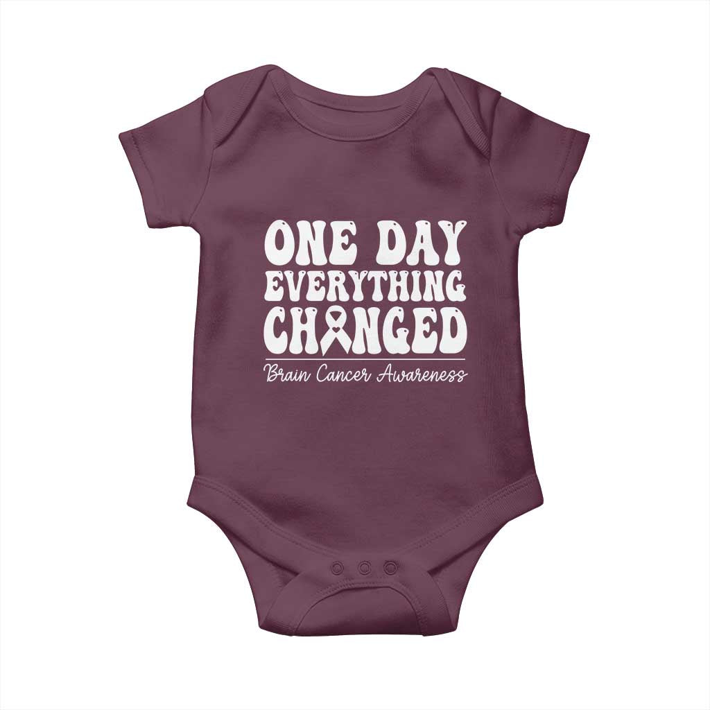 Brain Cancer Awareness Baby Onesie Fight Brain Tumor Cure Groovy TS10 Maroon Print Your Wear