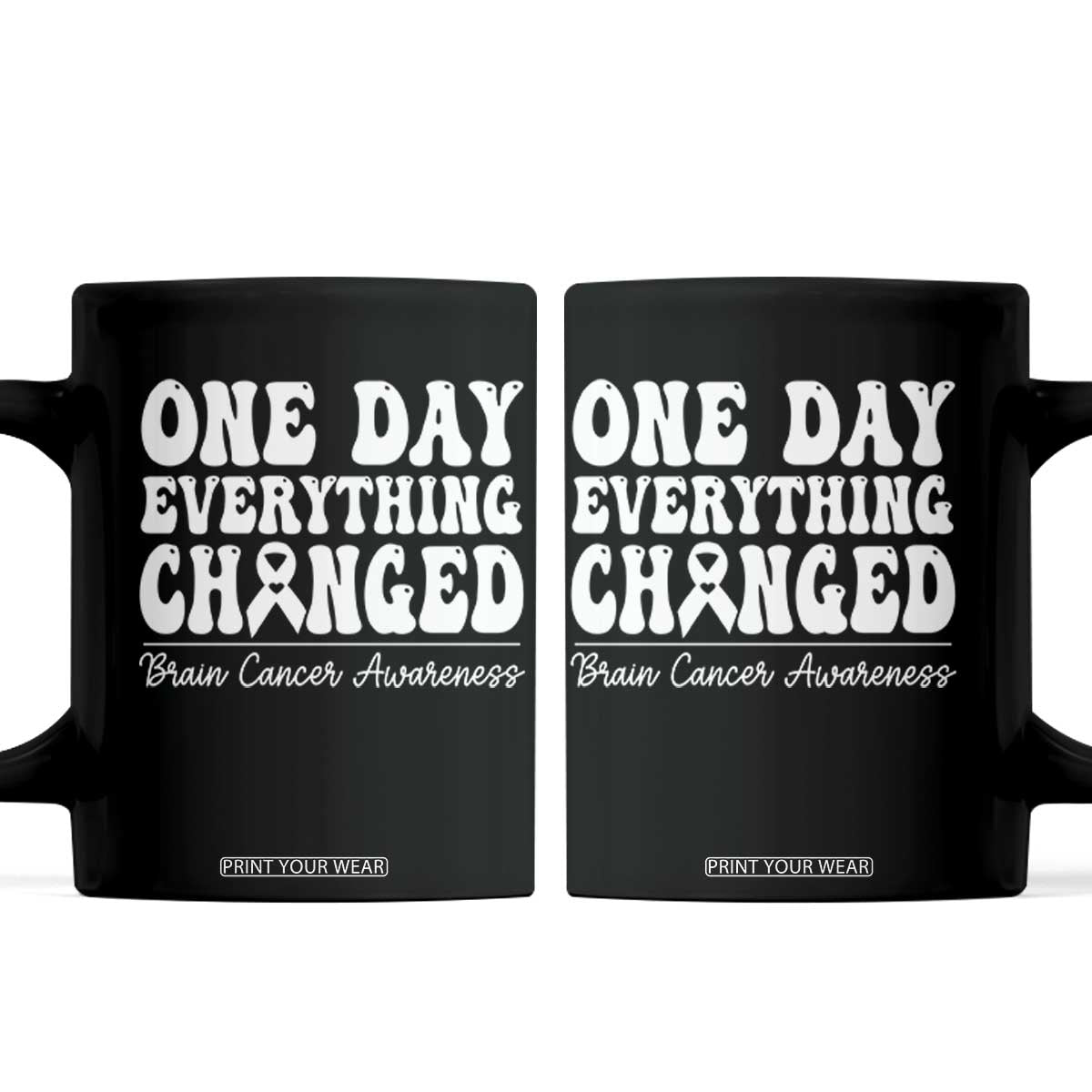 Brain Cancer Awareness Coffee Mug Fight Brain Tumor Cure Groovy TS10 Black Print Your Wear
