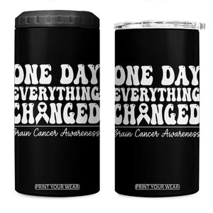 Brain Cancer Awareness 4 in 1 Can Cooler Tumbler Fight Brain Tumor Cure Groovy TS10 One Size: 16 oz Black Print Your Wear