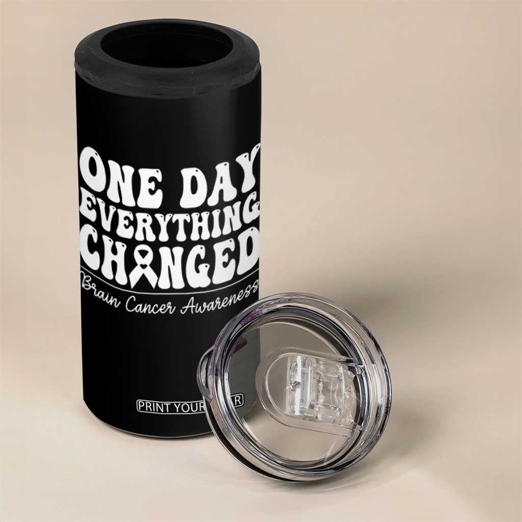 Brain Cancer Awareness 4 in 1 Can Cooler Tumbler Fight Brain Tumor Cure Groovy TS10 Print Your Wear