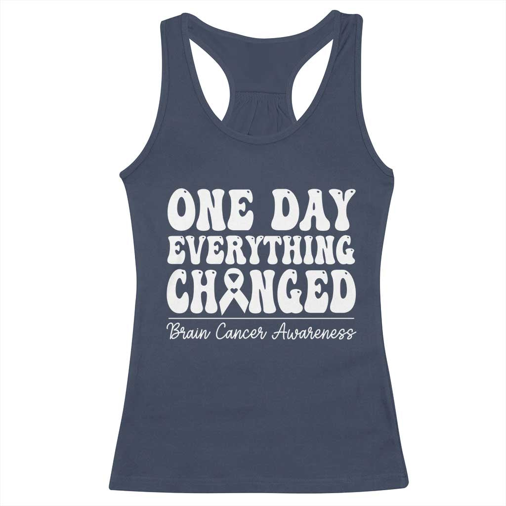 Brain Cancer Awareness Racerback Tank Top Fight Brain Tumor Cure Groovy TS10 Navy Print Your Wear