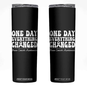 Brain Cancer Awareness Skinny Tumbler Fight Brain Tumor Cure Groovy TS10 Black Print Your Wear