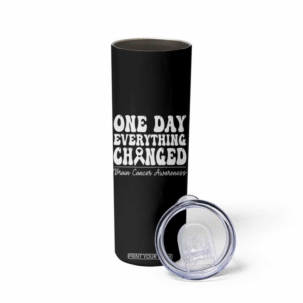 Brain Cancer Awareness Skinny Tumbler Fight Brain Tumor Cure Groovy TS10 Print Your Wear