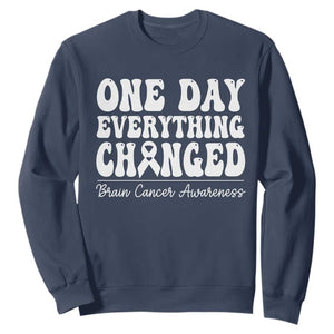 Brain Cancer Awareness Sweatshirt Fight Brain Tumor Cure Groovy TS10 Navy Print Your Wear