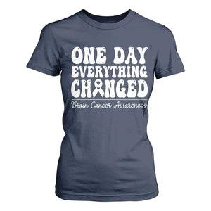 Brain Cancer Awareness T Shirt For Women Fight Brain Tumor Cure Groovy TS10 Navy Print Your Wear