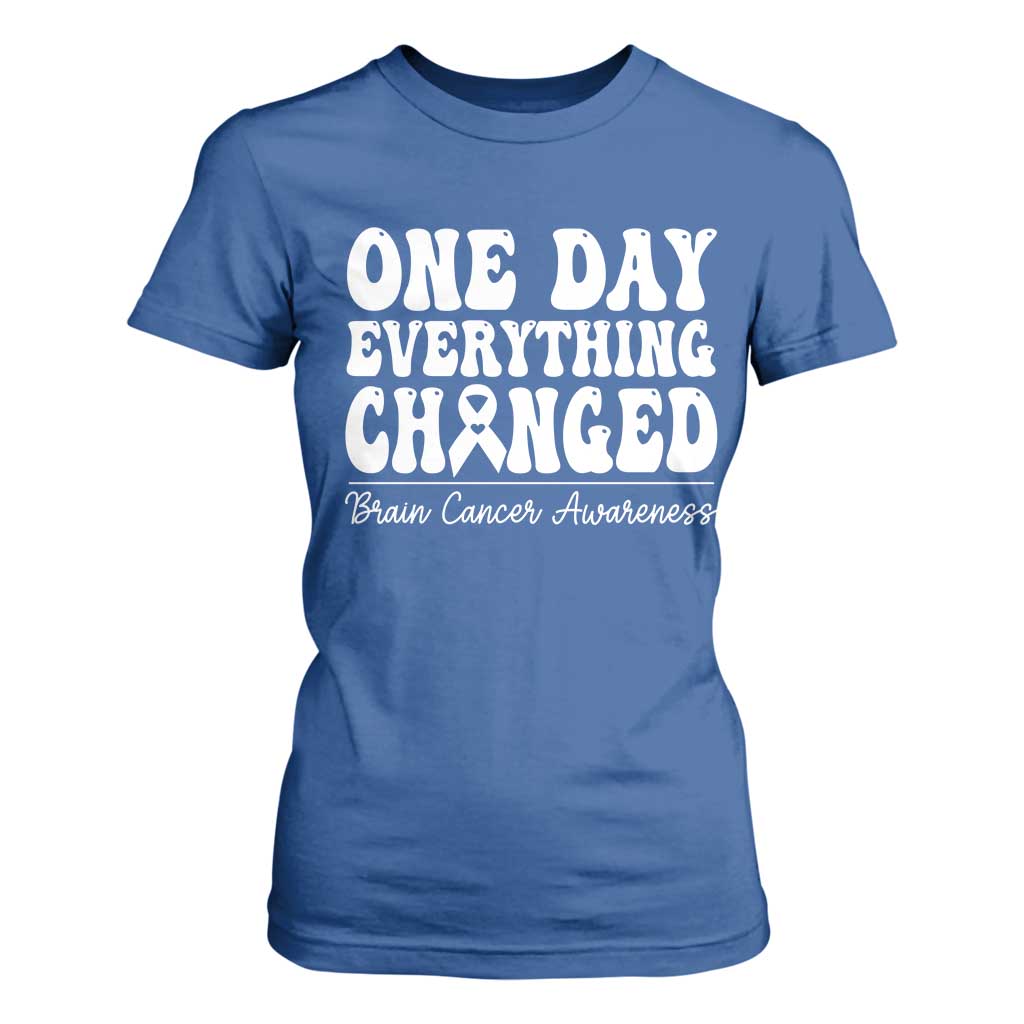 Brain Cancer Awareness T Shirt For Women Fight Brain Tumor Cure Groovy TS10 Royal Blue Print Your Wear