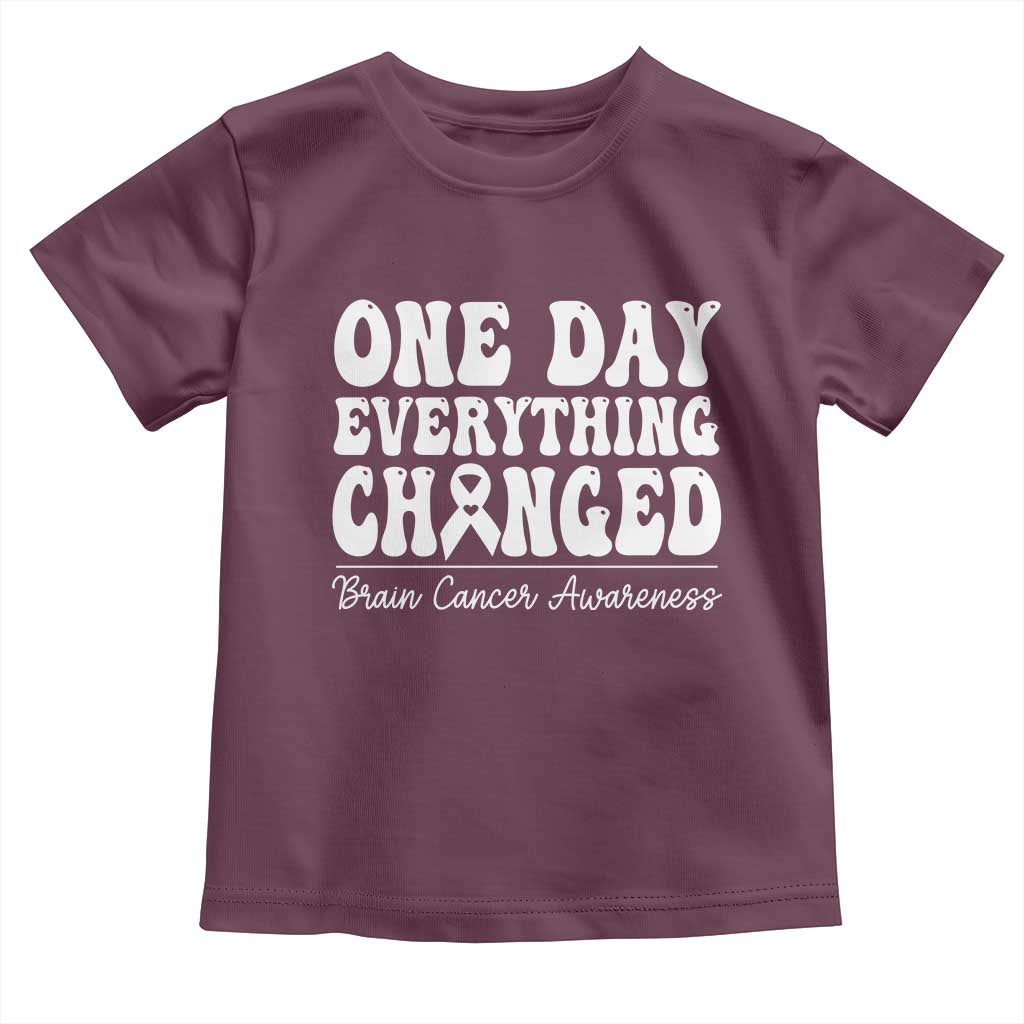 Brain Cancer Awareness Toddler T Shirt Fight Brain Tumor Cure Groovy TS10 Maroon Print Your Wear