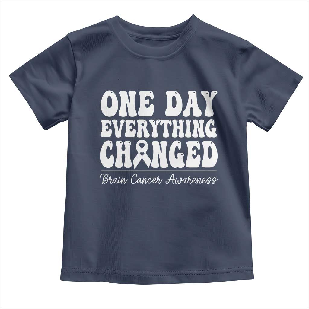 Brain Cancer Awareness Toddler T Shirt Fight Brain Tumor Cure Groovy TS10 Navy Print Your Wear