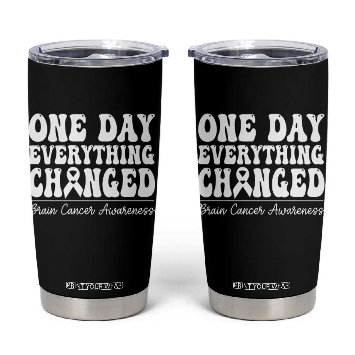 Brain Cancer Awareness Tumbler Cup Fight Brain Tumor Cure Groovy TS10 Black Print Your Wear
