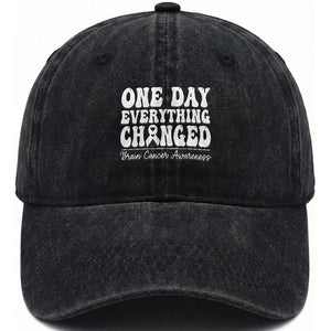 Brain Cancer Awareness Washed Cotton Baseball Cap Fight Brain Tumor Cure Groovy TS10 Washed Cap Universal Fit Black Print Your Wear