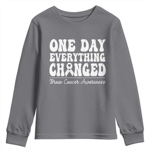 Brain Cancer Awareness Youth Sweatshirt Fight Brain Tumor Cure Groovy TS10 Charcoal Print Your Wear