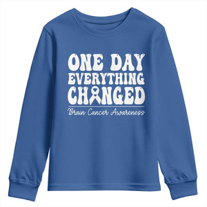 Brain Cancer Awareness Youth Sweatshirt Fight Brain Tumor Cure Groovy TS10 Royal Blue Print Your Wear