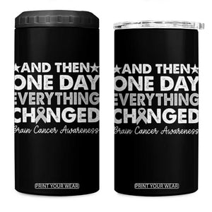 Brain Cancer Awareness 4 in 1 Can Cooler Tumbler Retro Fight Brain Tumor Cure Gray Ribbon TS10 One Size: 16 oz Black Print Your Wear