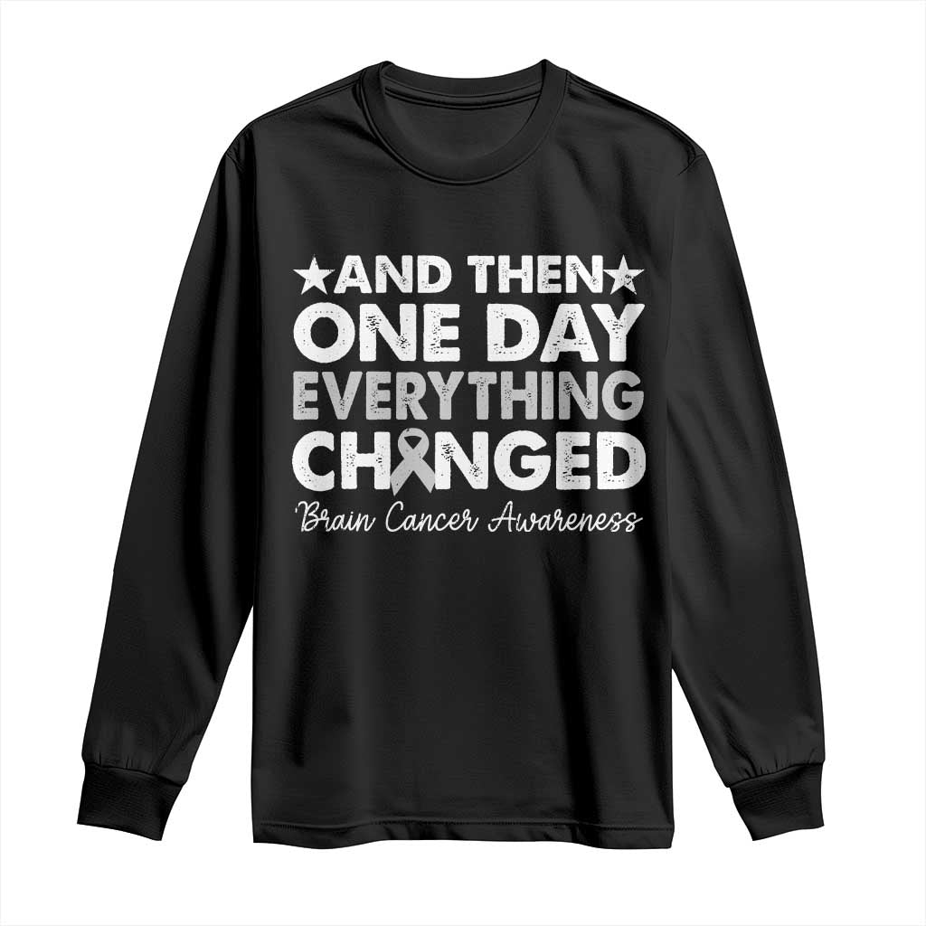Brain Cancer Awareness Long Sleeve Shirt Retro Fight Brain Tumor Cure Gray Ribbon TS10 Black Print Your Wear