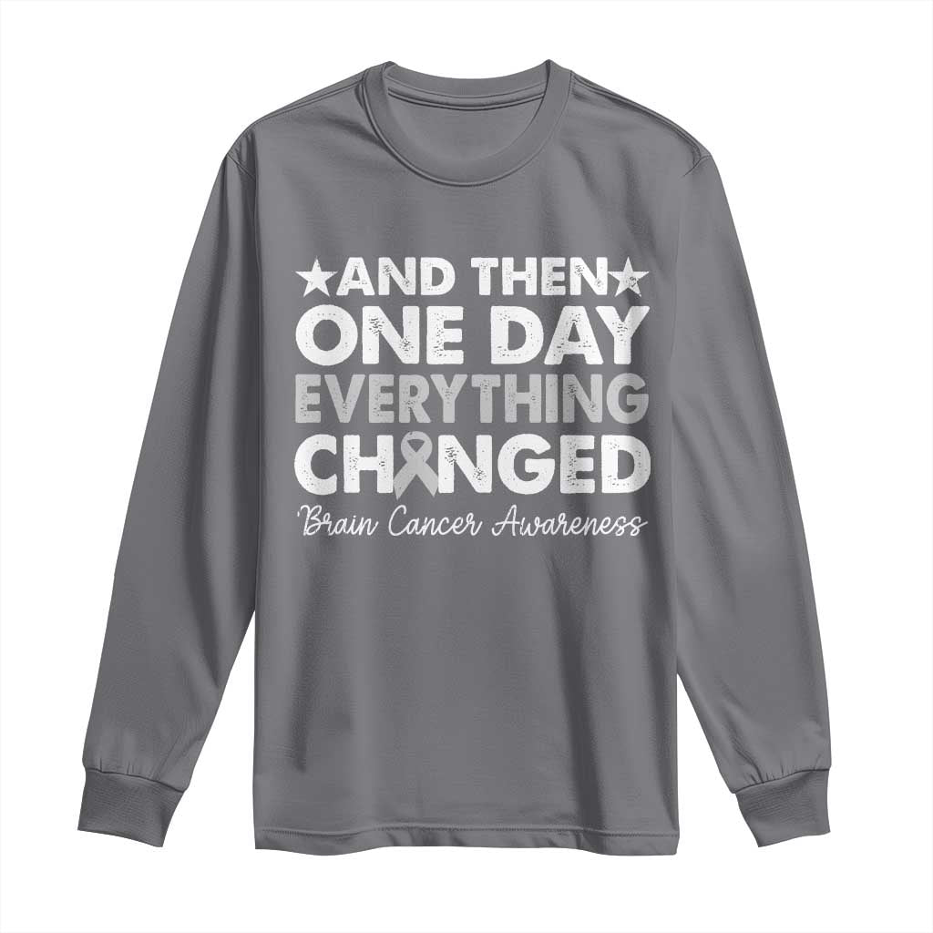 Brain Cancer Awareness Long Sleeve Shirt Retro Fight Brain Tumor Cure Gray Ribbon TS10 Charcoal Print Your Wear