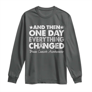 Brain Cancer Awareness Long Sleeve Shirt Retro Fight Brain Tumor Cure Gray Ribbon TS10 Dark Heather Print Your Wear