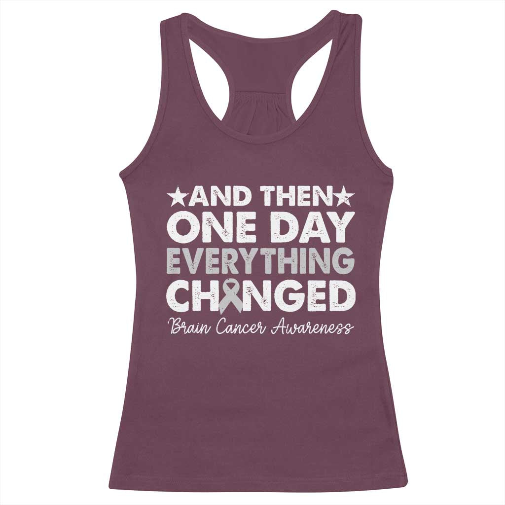 Brain Cancer Awareness Racerback Tank Top Retro Fight Brain Tumor Cure Gray Ribbon TS10 Maroon Print Your Wear