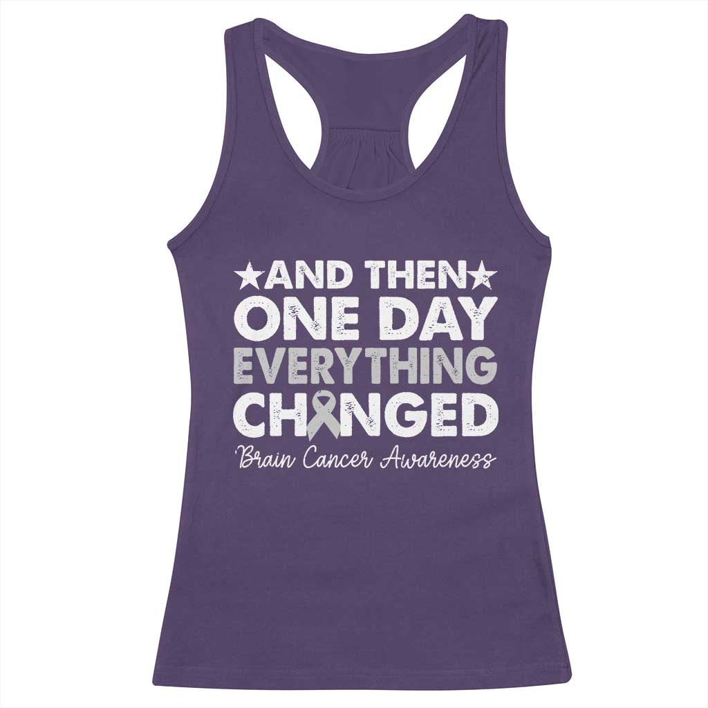 Brain Cancer Awareness Racerback Tank Top Retro Fight Brain Tumor Cure Gray Ribbon TS10 Purple Print Your Wear