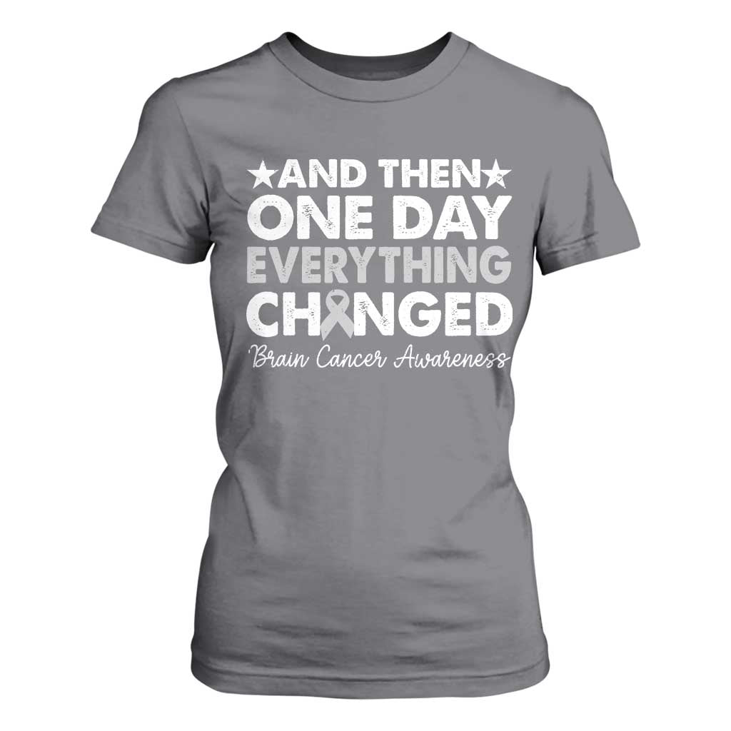 Brain Cancer Awareness T Shirt For Women Retro Fight Brain Tumor Cure Gray Ribbon TS10 Charcoal Print Your Wear