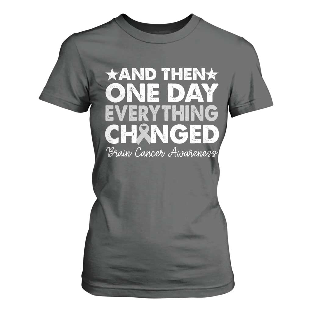 Brain Cancer Awareness T Shirt For Women Retro Fight Brain Tumor Cure Gray Ribbon TS10 Dark Heather Print Your Wear