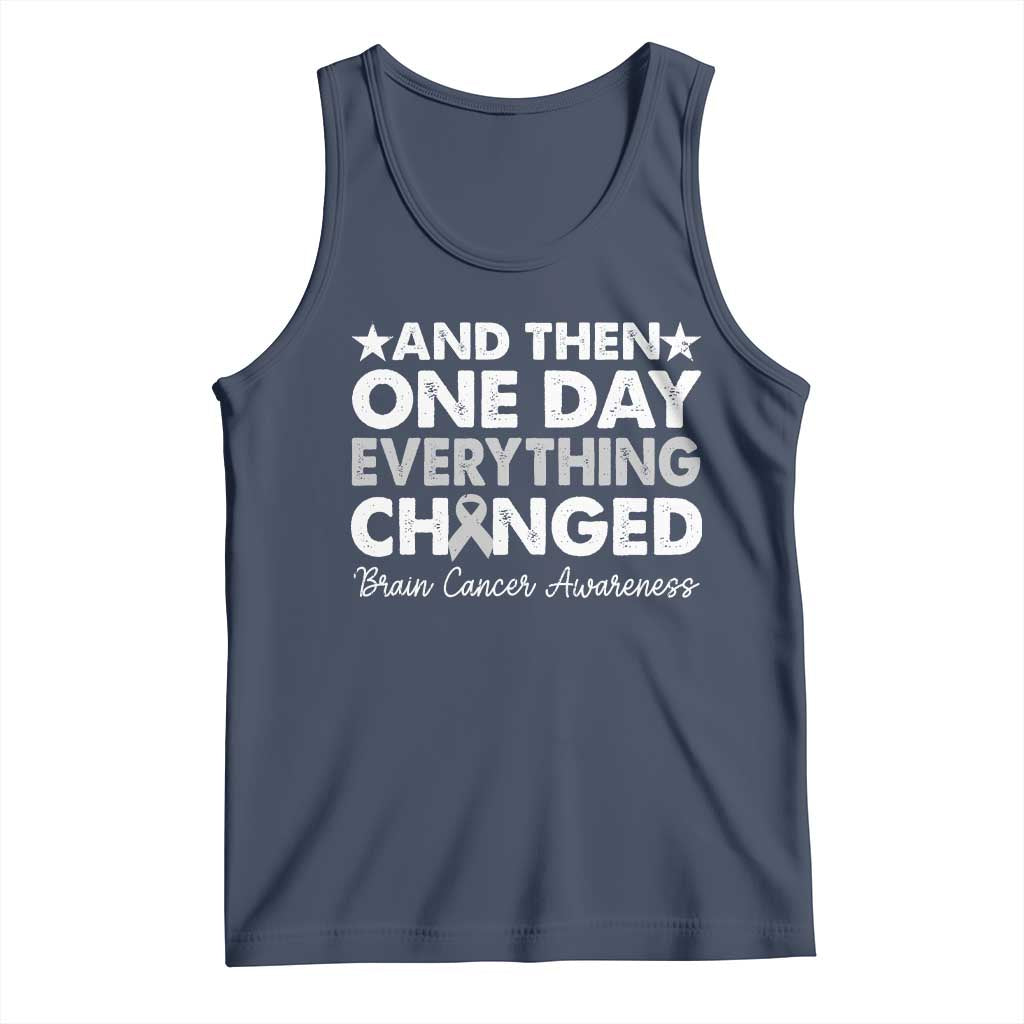Brain Cancer Awareness Tank Top Retro Fight Brain Tumor Cure Gray Ribbon TS10 Navy Print Your Wear