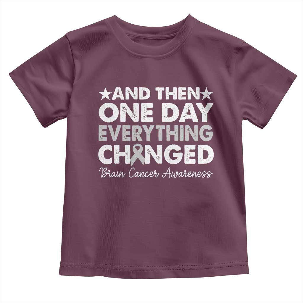 Brain Cancer Awareness Toddler T Shirt Retro Fight Brain Tumor Cure Gray Ribbon TS10 Maroon Print Your Wear