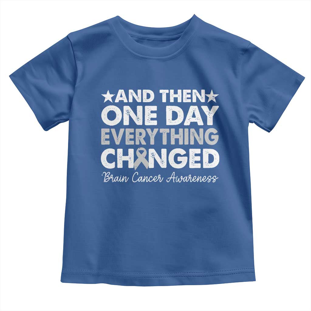 Brain Cancer Awareness Toddler T Shirt Retro Fight Brain Tumor Cure Gray Ribbon TS10 Royal Blue Print Your Wear