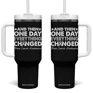 Brain Cancer Awareness Tumbler With Handle Retro Fight Brain Tumor Cure Gray Ribbon TS10 One Size: 40 oz Black Print Your Wear