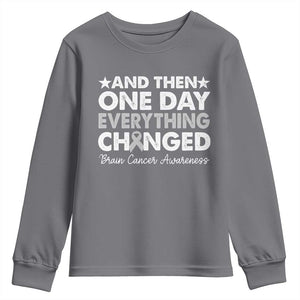 Brain Cancer Awareness Youth Sweatshirt Retro Fight Brain Tumor Cure Gray Ribbon TS10 Charcoal Print Your Wear