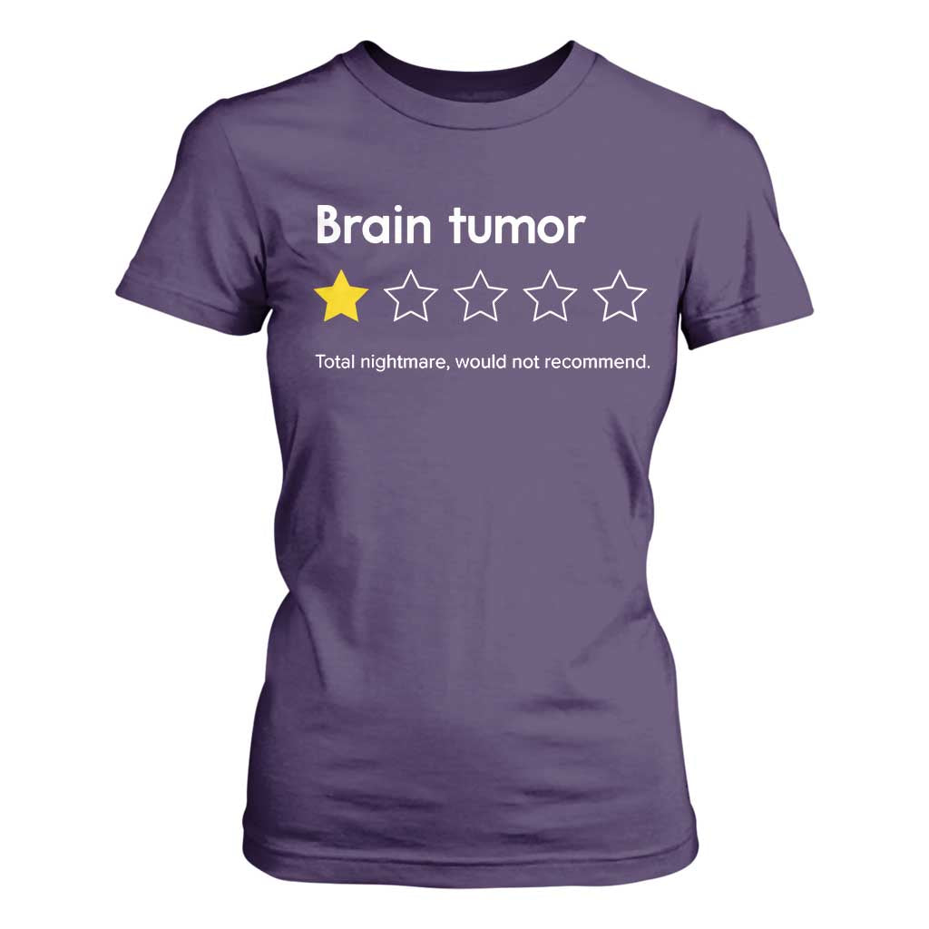Brain Tumor T Shirt For Women One Star Would Not Recommend Brain Cancer Awareness TS10 Purple Print Your Wear