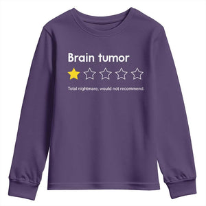 Brain Tumor Youth Sweatshirt One Star Would Not Recommend Brain Cancer Awareness TS10 Purple Print Your Wear