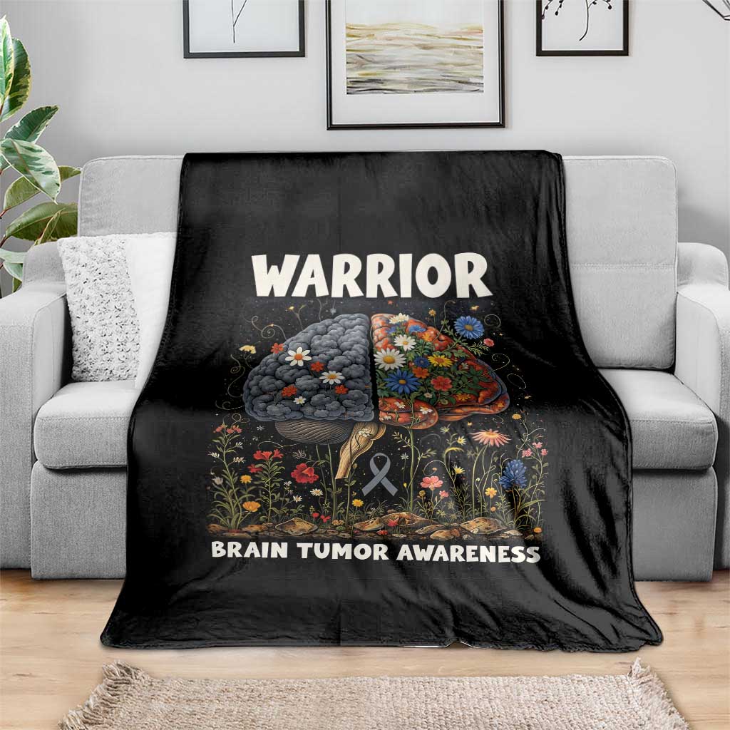 Brain Tumor Warrior Throw Blanket Gray Ribbon Brain Cancer Awareness TS10 Print Your Wear