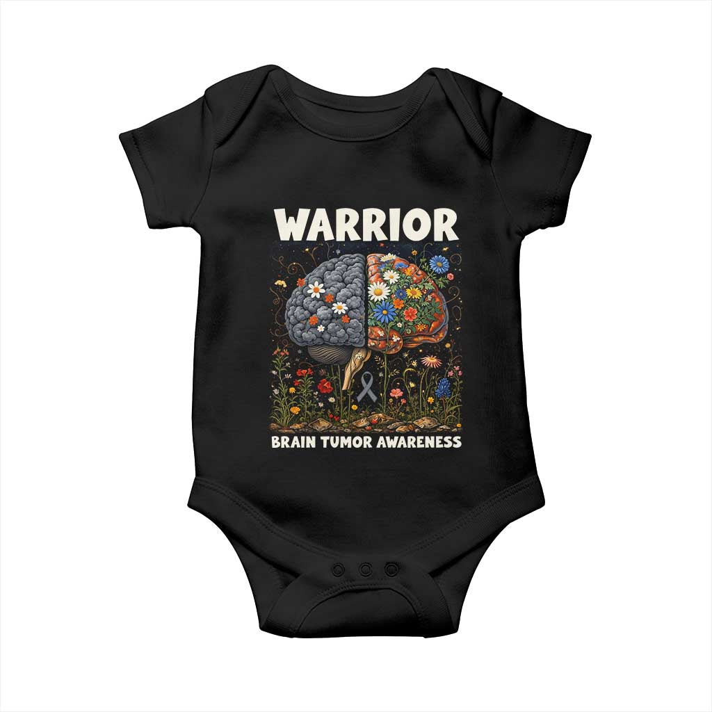 Brain Tumor Warrior Baby Onesie Gray Ribbon Brain Cancer Awareness TS10 Black Print Your Wear
