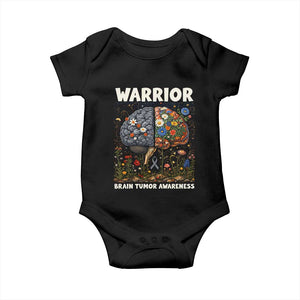 Brain Tumor Warrior Baby Onesie Gray Ribbon Brain Cancer Awareness TS10 Black Print Your Wear