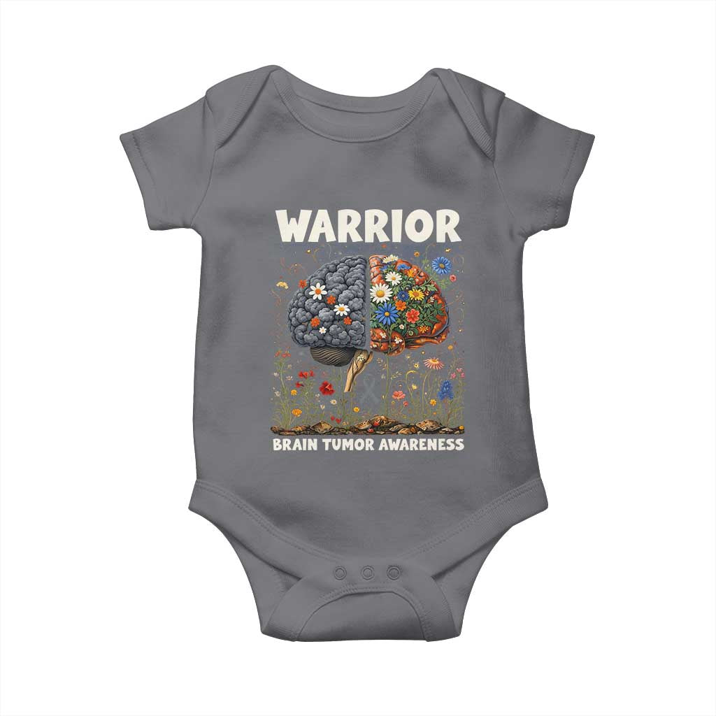 Brain Tumor Warrior Baby Onesie Gray Ribbon Brain Cancer Awareness TS10 Charcoal Print Your Wear